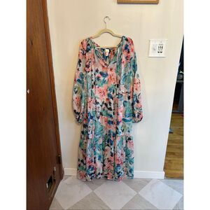 H&M Long Sleeve Floral Dress Size XXL